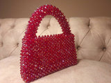 Lulua Stitches Handmade Red Glass Crystal Bag