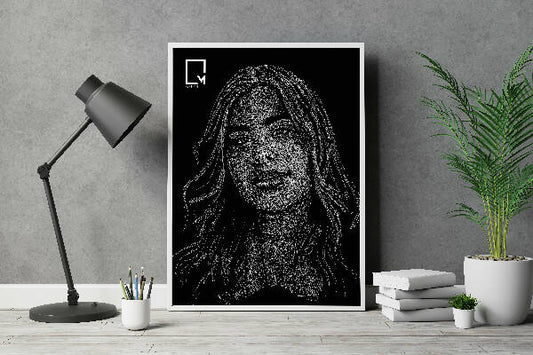 M Portrait Handmade Scribble Art Portrait with Frame