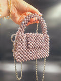 Lulua Stitches Handmade Mini Crystal Light Purple Beaded Bag