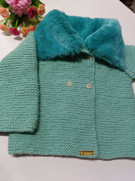 HJ Handmade Knitted Girl Cardigan Color Mint Green Size From 3 To 6 Years