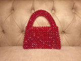 Lulua Stitches Handmade Red Glass Crystal Bag