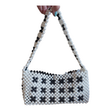 Le Caro Craft White & Black Pearl Handbag For Woman