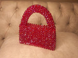 Lulua Stitches Handmade Red Glass Crystal Bag