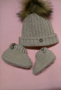 Thumbnail for Classy Handmade Touch Crochet Hat Baby Set (2pcs)