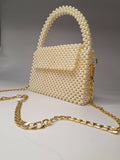 Lulua Stitches Handmade Classic Off-White Pearl Bag