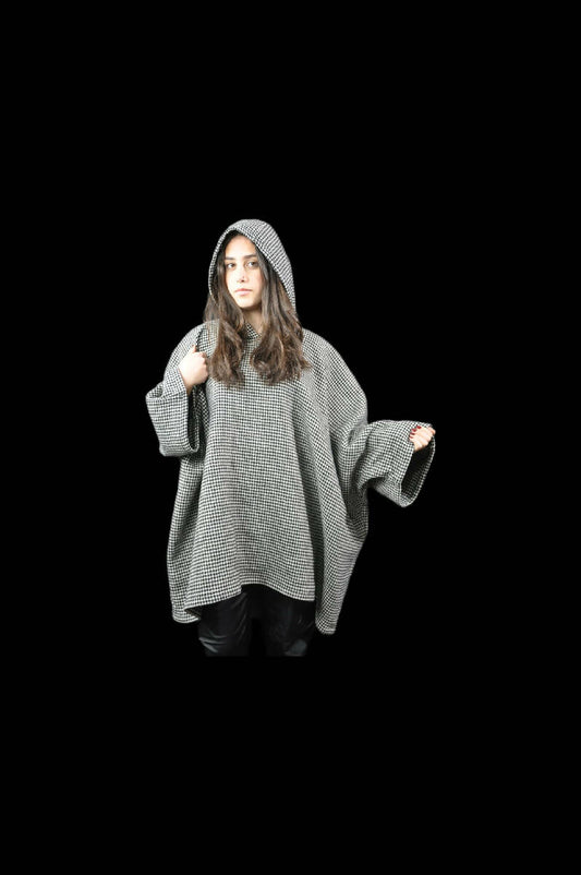 Rita Raphael's Wool Cashmere Over-sized Poncho With Capuchon
