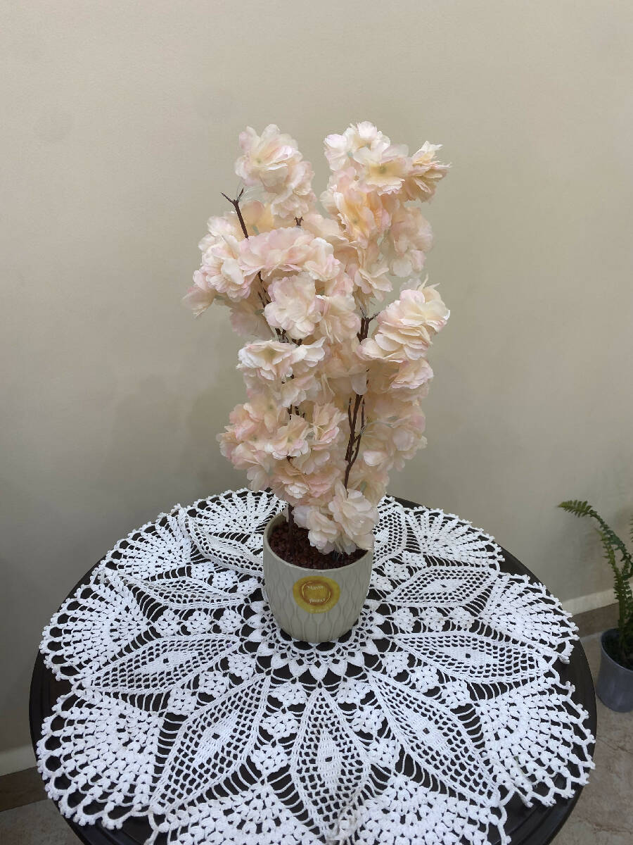 Massa Flowers Apricot Flowers With Ceramic Pot 50cm