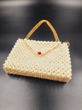 Lulua Stitches Handmade Off-White Envelope Shape Handbag