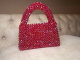 Lulua Stitches Handmade Red Glass Crystal Bag