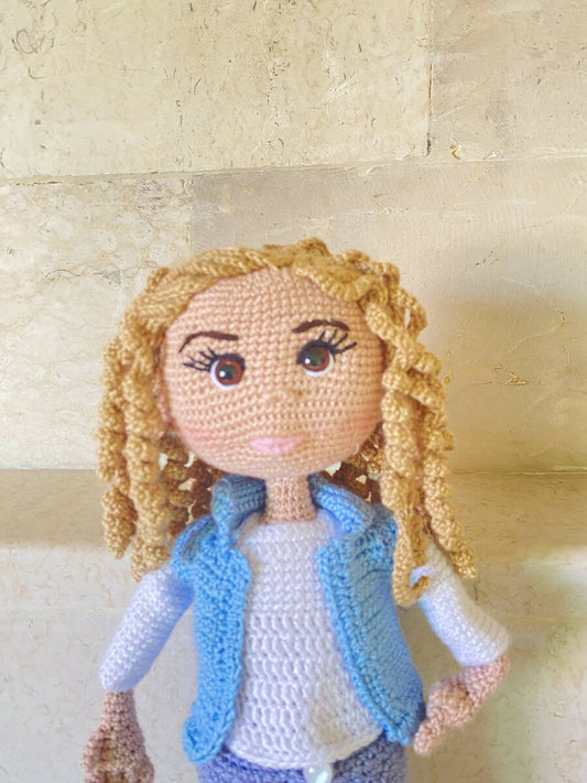 Handmade By Noha Handmade Crochet Doll Gizalle weighet 90 gr Heighet 35Cm