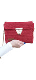 Fashion Stitch Women's Red Classy Crochet Cross Bag For Ladies