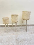 Massa Flowers Rattan Baskets With Base In Three Sizes