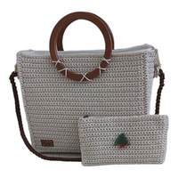 Thumbnail for Fashion Stitch Women's Medium Off White Crochet Tote Bag With Matching Money Pouch For Ladies