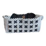 Le Caro Craft White & Black Pearl Handbag For Woman