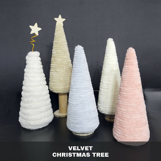Karoun's Mini Velvet Christmas Trees Set of 5