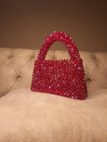 Lulua Stitches Handmade Red Glass Crystal Bag