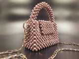 Lulua Stitches Handmade Mini Crystal Light Purple Beaded Bag