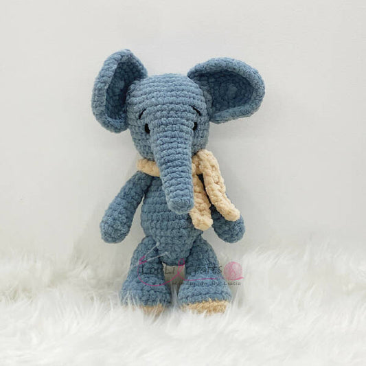 Loulicrafts Baby Kids Handmade Crochet Elephant Blue Toy 35cm
