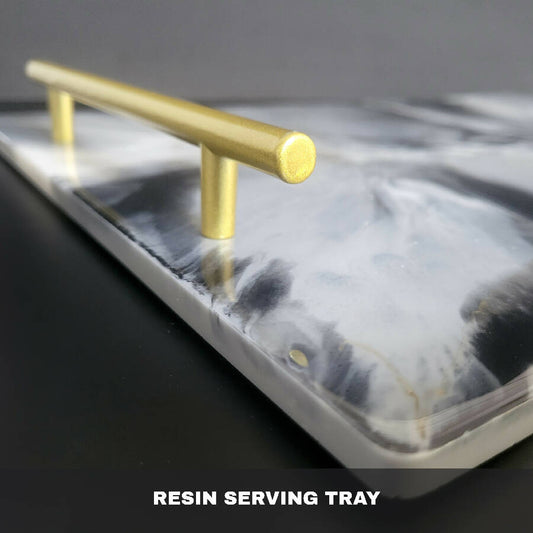 karoin's Gray Black and White Resin Serving Tray