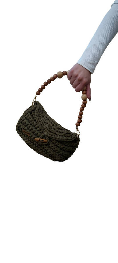 Fashion Stitch Women's Olive Green Hand Bag Crochet For Ladies