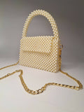 Lulua Stitches Handmade Classic Off-White Pearl Bag