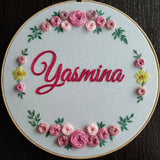 Malak for Embroidery Handmade Embroidered hoop with name Yasmina 32 cm