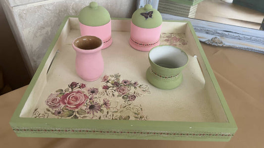 Détail Unique Handmade Matteh Set with Water Glass Potter & Tissue Box
