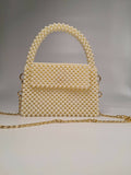 Lulua Stitches Handmade Classic Off-White Pearl Bag