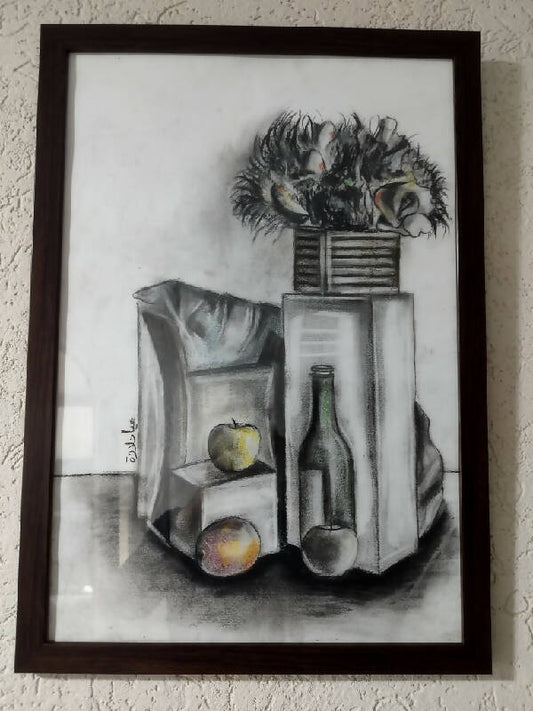 Arts & More Handmade Gallery Art Compound Shapes Charcoal Painting (54*37cm)