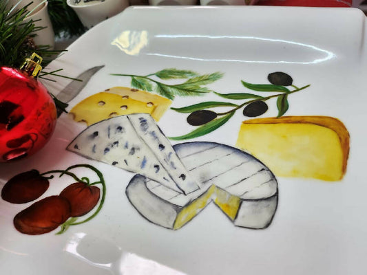 ArtVibes Hand Painted Cheese & Wine Plate (1 Piece)