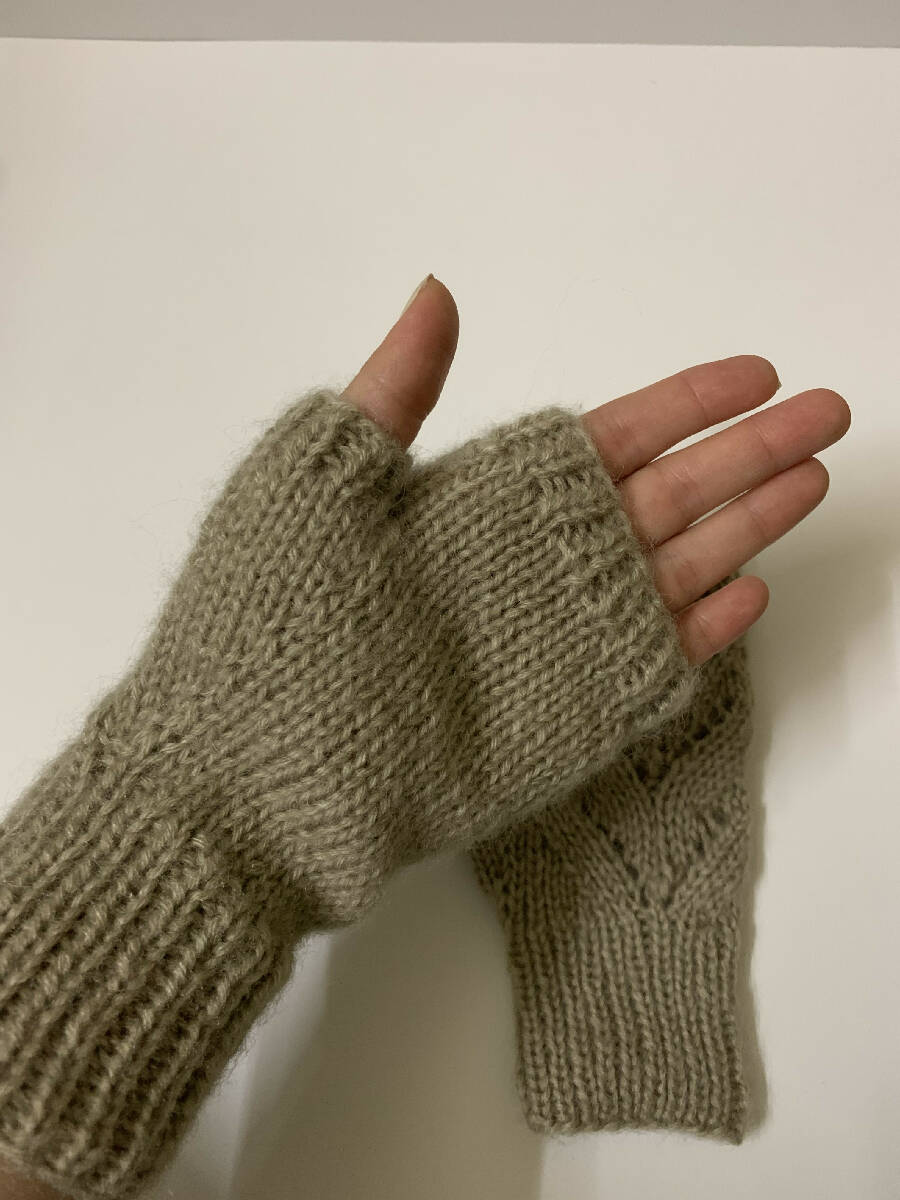 Dania's Knits Angora Hand Knitted fingerless Gloves