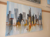 Mohammad Houmani Art Lebanese Handmade Fantasy Skyscrapers 100 x 70 cm