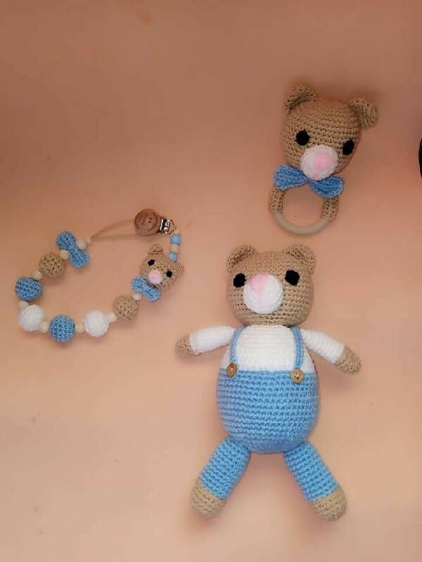 Classy Handmade Touch Handmade Blue Baby Boy Toy (Set of 3 toys)