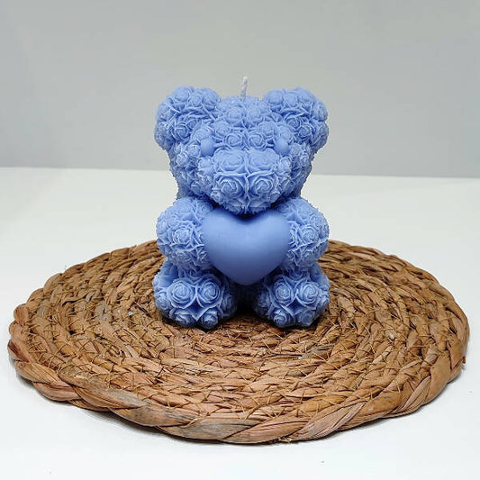 Candelight Hand-Poured Floral fteddy Bear Candle
