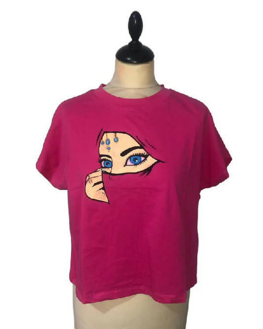 Silabrush Hand Painted Woman T-shirt in Hot Pink