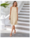 Fashion Beauty Style 7 Elegant Gold Beige Halter Dress