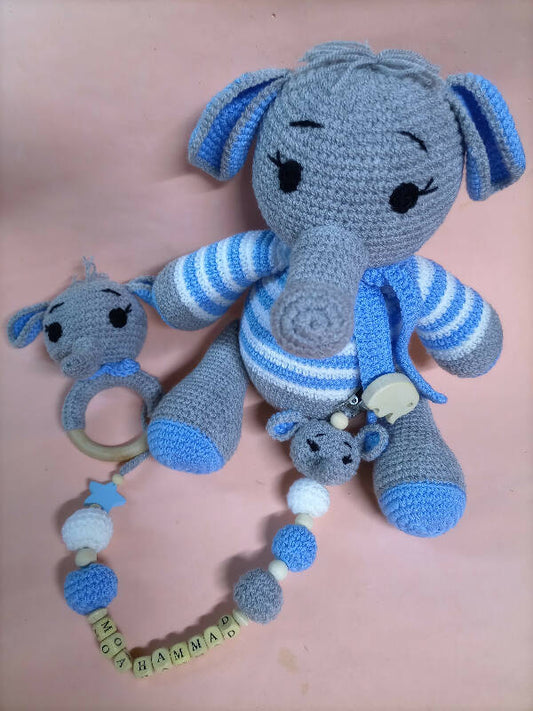 Classy Handmade Touch Handmade Elephant Toy (Set of 3 items)