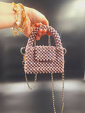 Lulua Stitches Handmade Mini Crystal Light Purple Beaded Bag