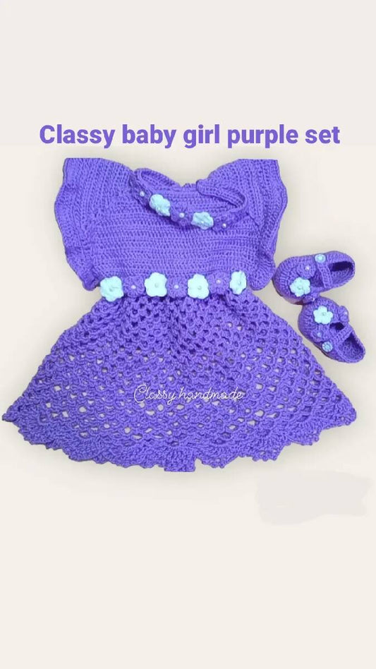 Classy Handmade Touch Crochet Girl Dress (3pcs)