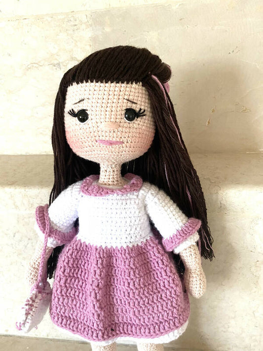 Handmade By Noha Handmade Crochet Doll Lea height 30cm weight 100 grame