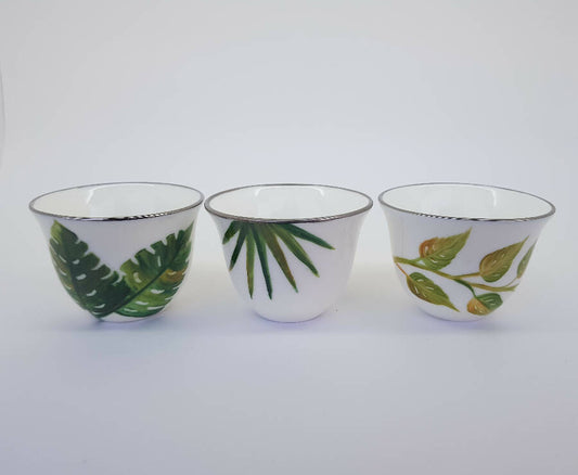 ArtVibes Hand Painted Tropical Coffee Cups Set (6 Cups)