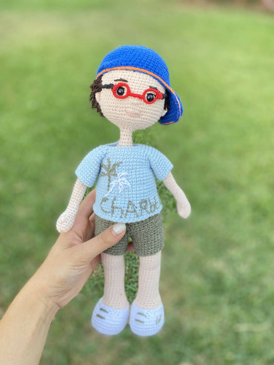 Handmade By Noha Handmade Crochet Doll Charbel Weight 90gr height 35 Cm