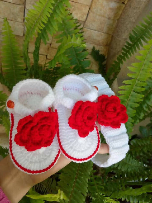 Classy Handmade Touch Handmade Crochet Baby Girl Sandals With Headband