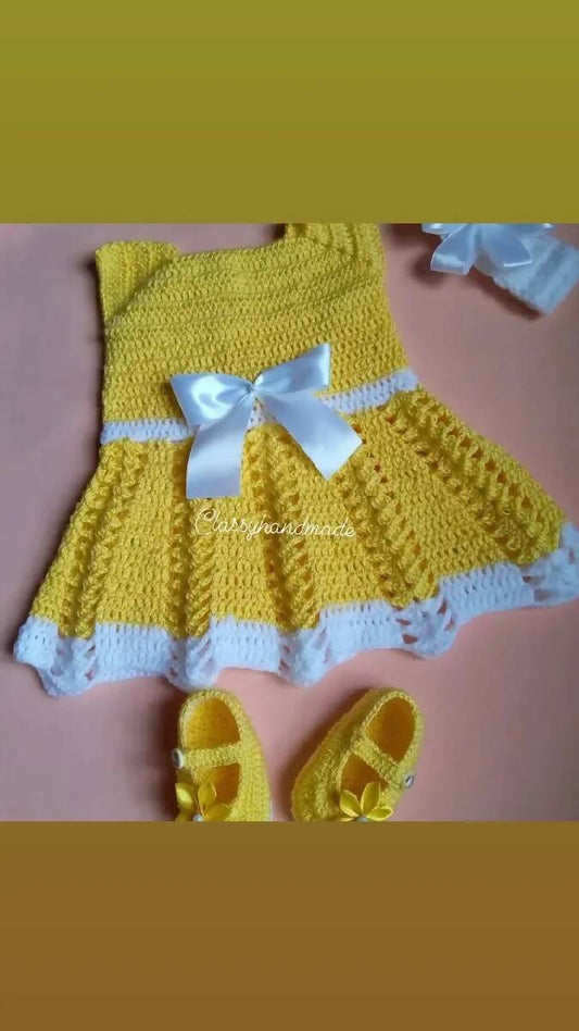 Classy Handmade Touch Crochet Girl Spring Dress(3pcs)