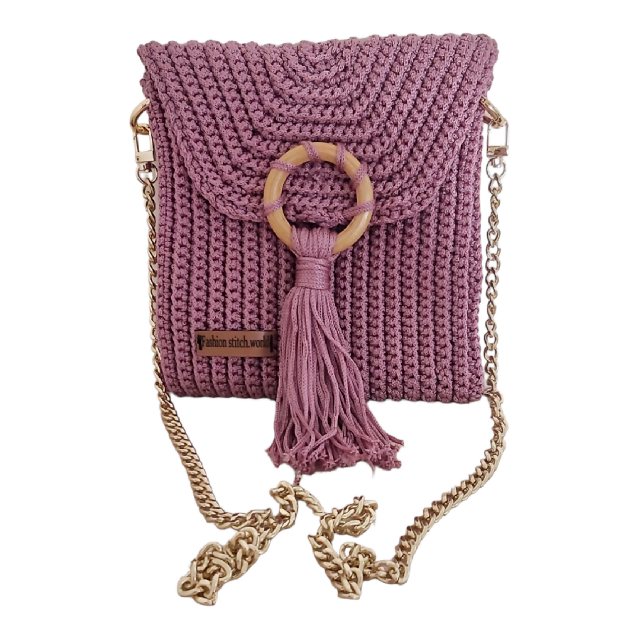 Fashion Stitch Women's Small Purple Crochet Cross Bag For Ladies & Teenagers