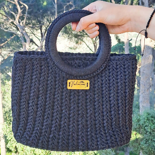 Valentina Handmade Bag - Shiny Black Handbag