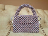 Lulua Stitches Handmade Mini Crystal Light Purple Beaded Bag