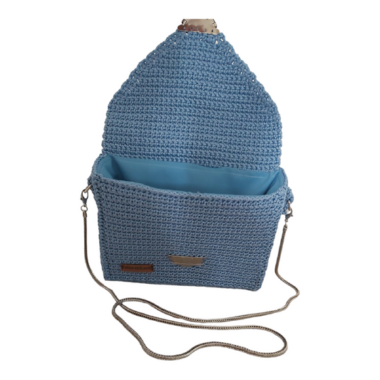 Fashion Stitch Women's Small Blue Crochet Cross Bag For Ladies