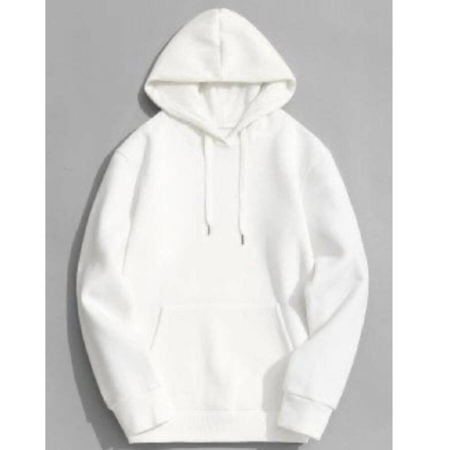 Koko Handmade Women's White Cotton Hoodie with zippier pockets