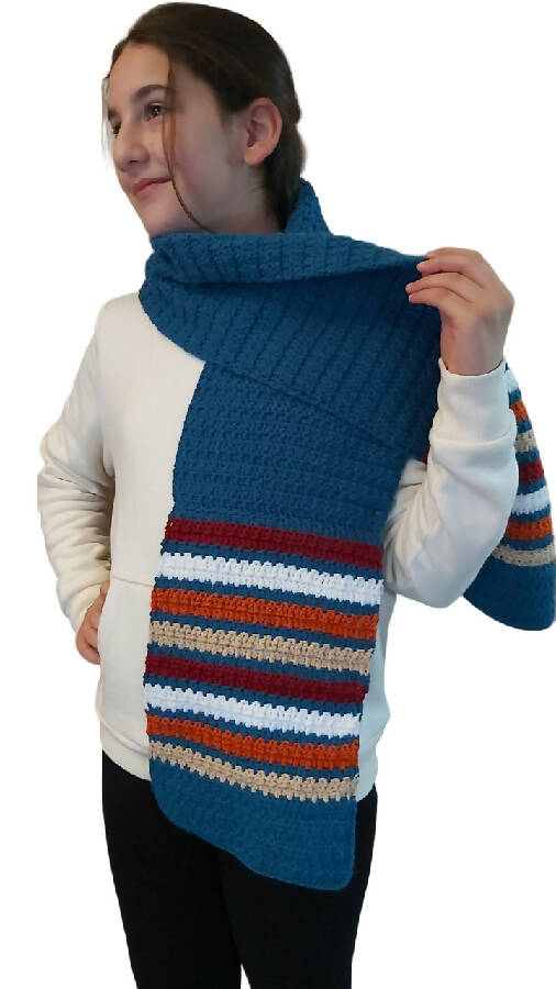 Fashion Stitch Women's Turkuaz Color Wool Crochet Scarf For Ladies